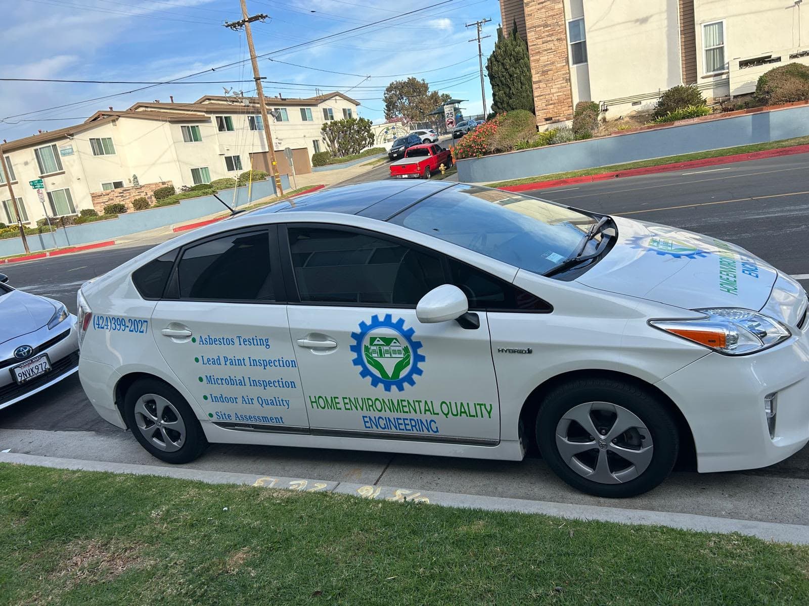 Home Environmental Quality Engineering inspection vehicle listing its testing services